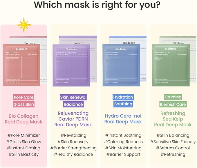 BIODANCE Bio-Collagen Real Deep Mask, Hydrogel Mask (34g x 4pcs)